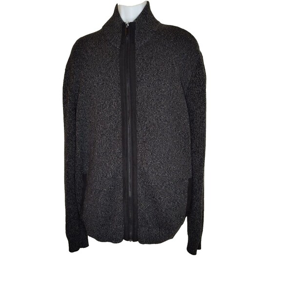 Daniel Hechter Paris Sweater Mens XXL Cardigan Front Zipper Black Gray Pockets - Picture 1 of 8